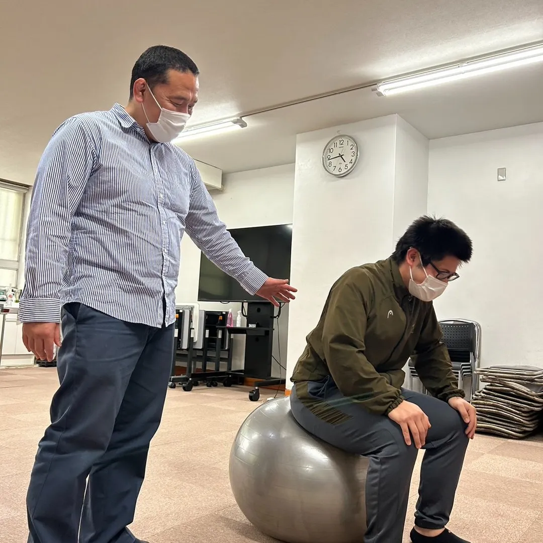 新人ニシガミ君と実技研修。